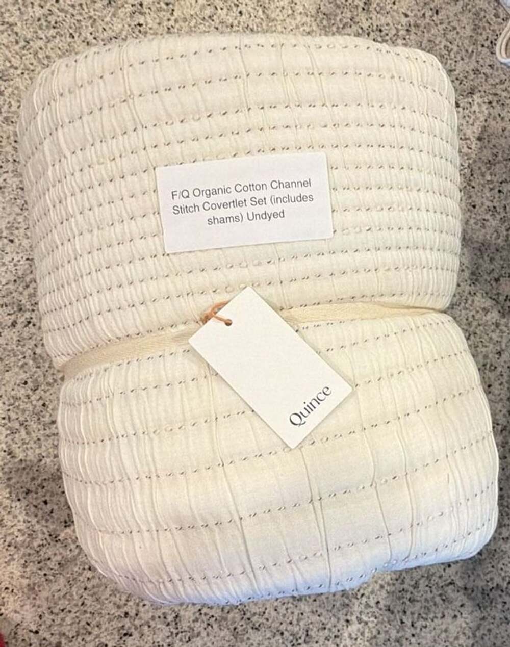 Quince Organic Cotton Channel Stitch Coverlet Set Undyed